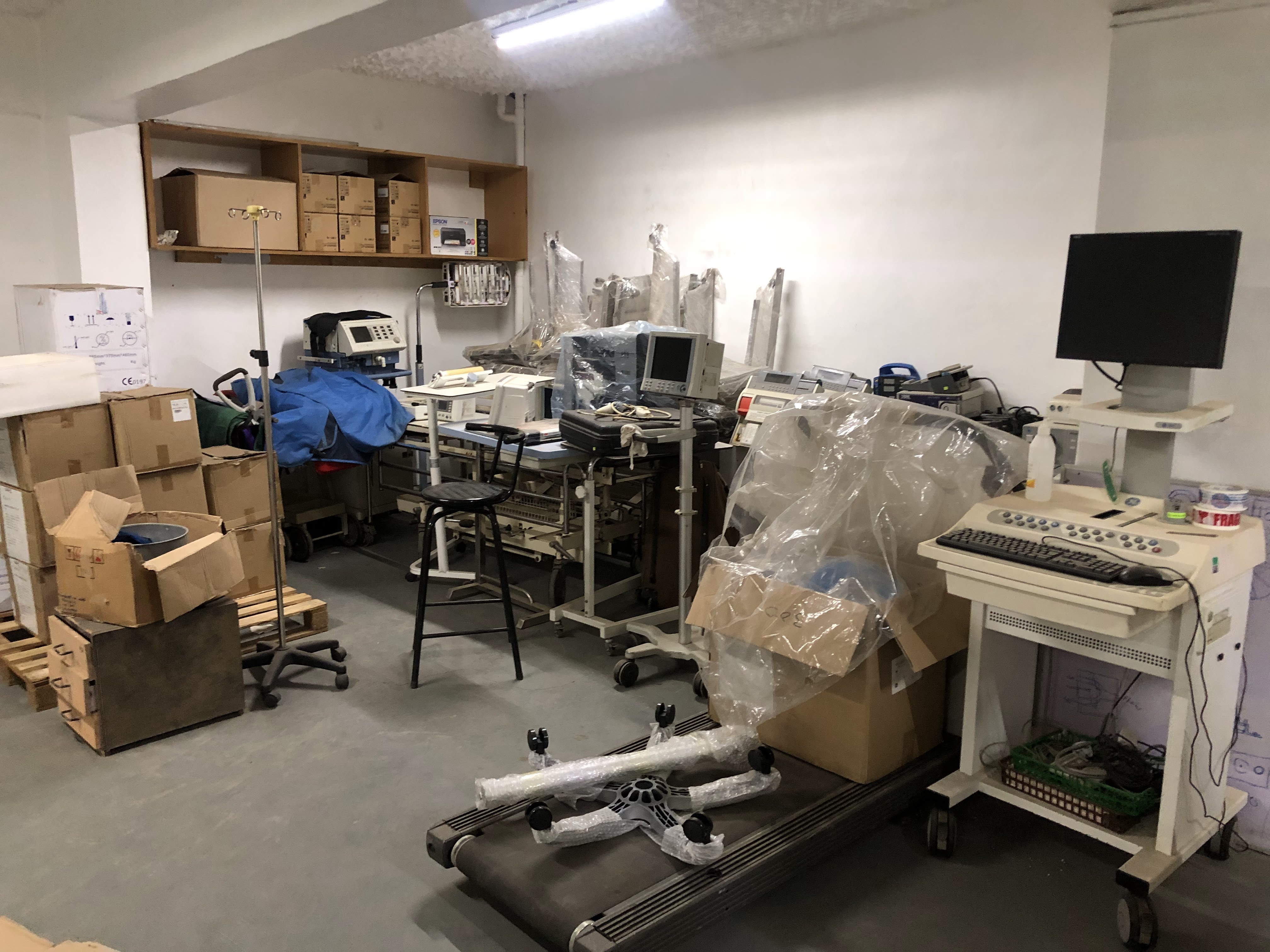 Medical devices stored and prepared for deployment to hospitals